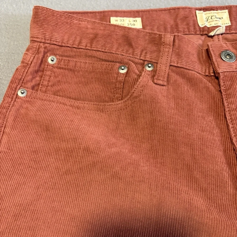 JCrew Corduroy Pants Men 33x30 Rust‎ Style 250 Straight Fit Stretch Medium Wale